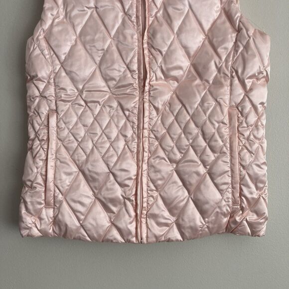 Lands End Pink Goose Down Insulated Puffer Vest Womens Size Small PETITE Ski - Picture 5 of 10